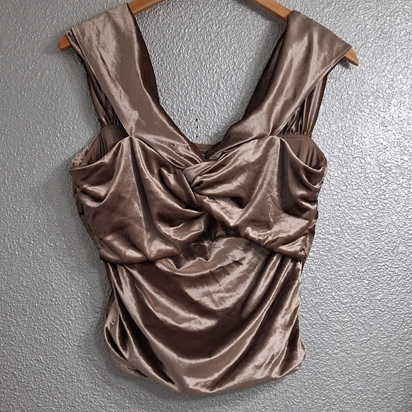 NWT WAYF Gunmetal Velour With Knotted Neckline Top   Size XL - Picture 1 of 10